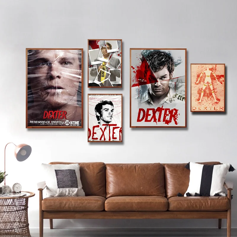 Dexter American Classic Horror TV Show Poster Self-adhesive Art Waterproof Paper Sticker Coffee House Bar Room Wall Decor