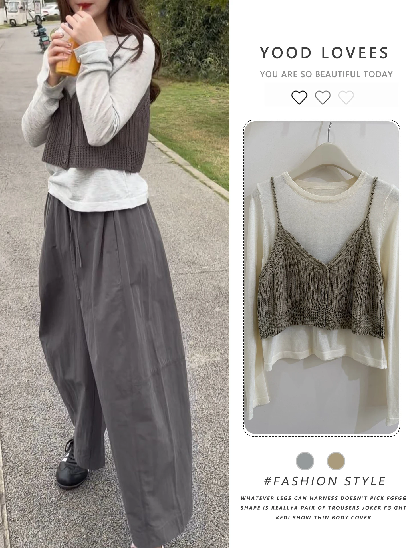 

Stunning Spring Autumn Women's Fashion Set High Waist Wide Leg Pants Vest Top Three Piece Set Elegant Commute Style Casual Wear