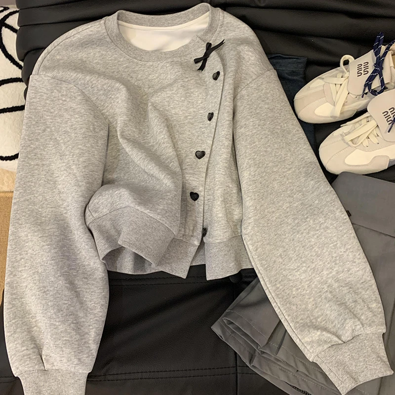 

Женская толстовка с бантом в корейском стиле, свободного кроя, для ранней осени, модная, омолаживающая, с эффектом антивозрастного ухода