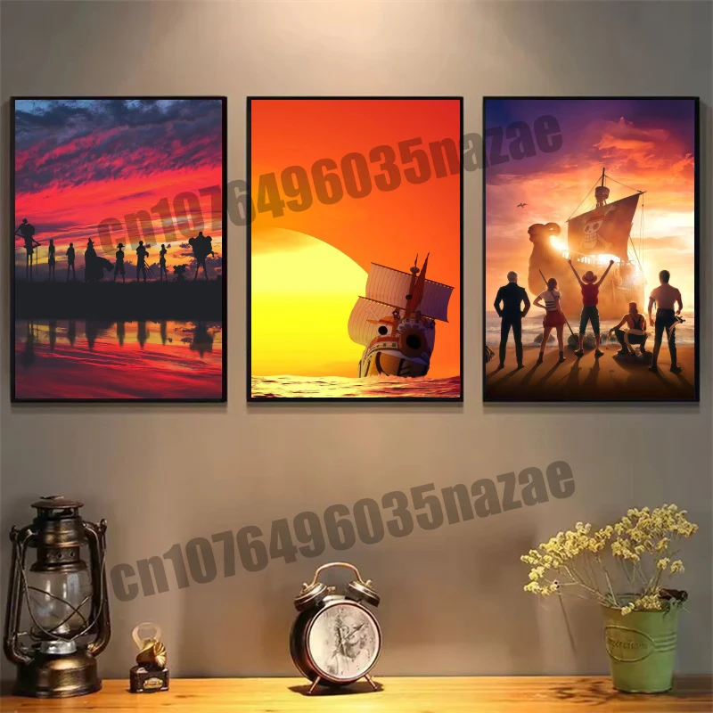 

One Piece Cartoon Poster Luffy Zoro Canvas Painting Wall Art High Quality Cafe Home Wall Decoration Oil Painting Children's Gift