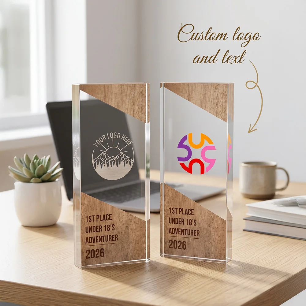 Customized, Bespoke, Custom Sports Trophy, Acrylic Wood ChampionshipAward, Custom Team Logo, Engraved Winner Name, Year Category