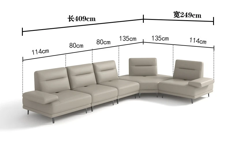 Leather sofa Italian living room size apartment first layer cowhide adjustable