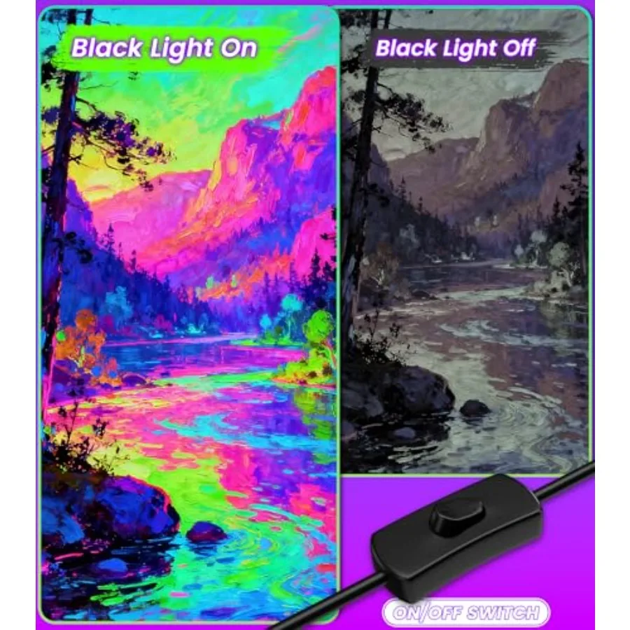 4W Pack LED Black Light Bar, Blacklight Light Up to Lagre Area with Feet Cable+Switch+Plug, Glow Party Light Supply for Hallowe