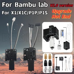 Upgrade Bambu Lab P1P/P1S Hardened Brass Copper Nozzle 0.2/0.4/0.6/0.8mm Metal Hotend With Cooling Fan For X1/X1C 3D Printer