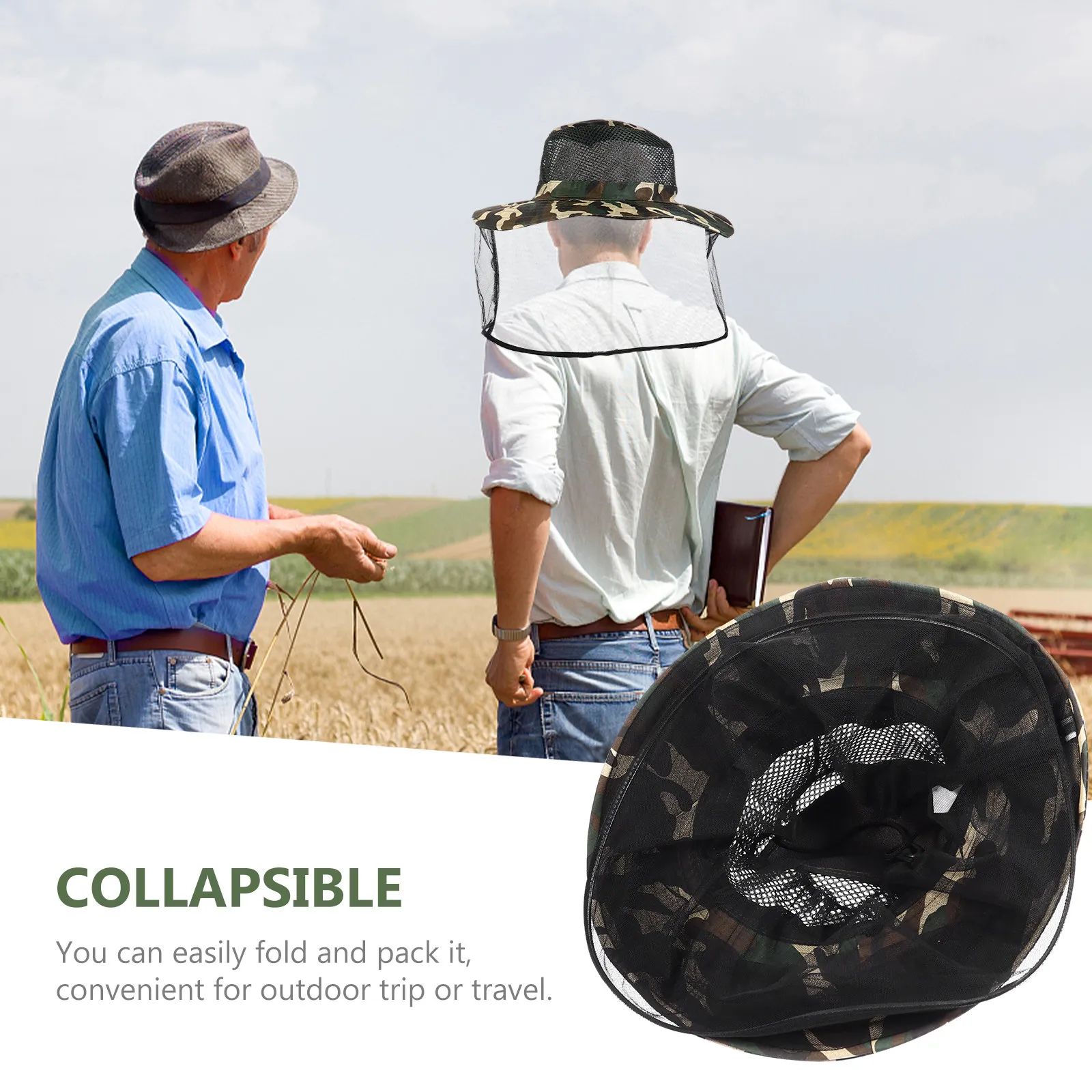 1Pcs Insect Protection Bee Proof Hat Breathable Wide Brim Mesh Net Fishing Head Net Outdoor Hiking Beekeeping Sun Hat