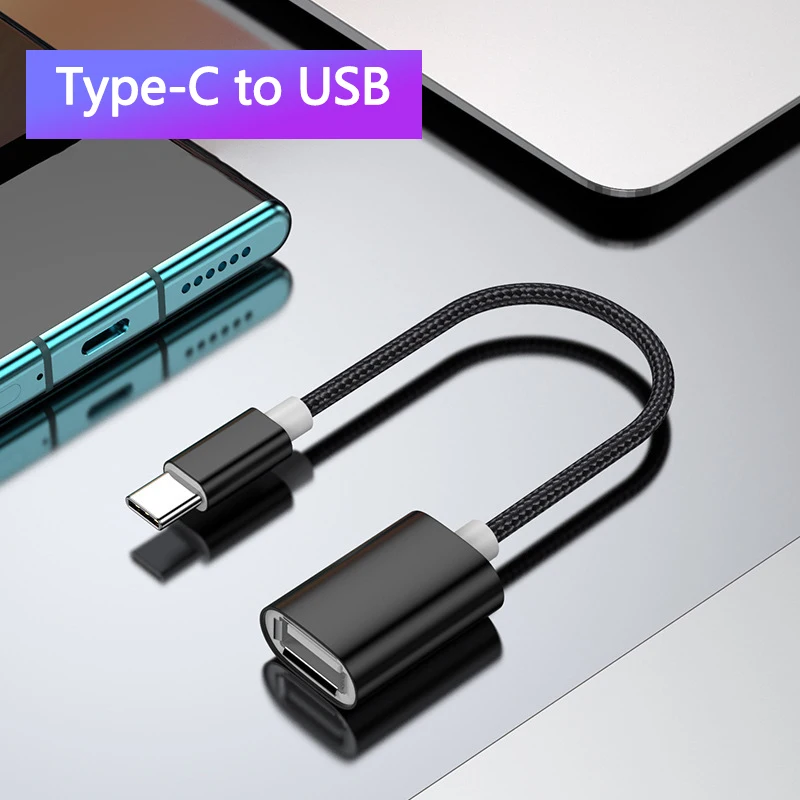 Adaptador USB tipo C de nailon, Cable USB tipo C macho A USB 3,0 A hembra, OTG para interfaz Universal tipo C, teléfono y ordenador portátil