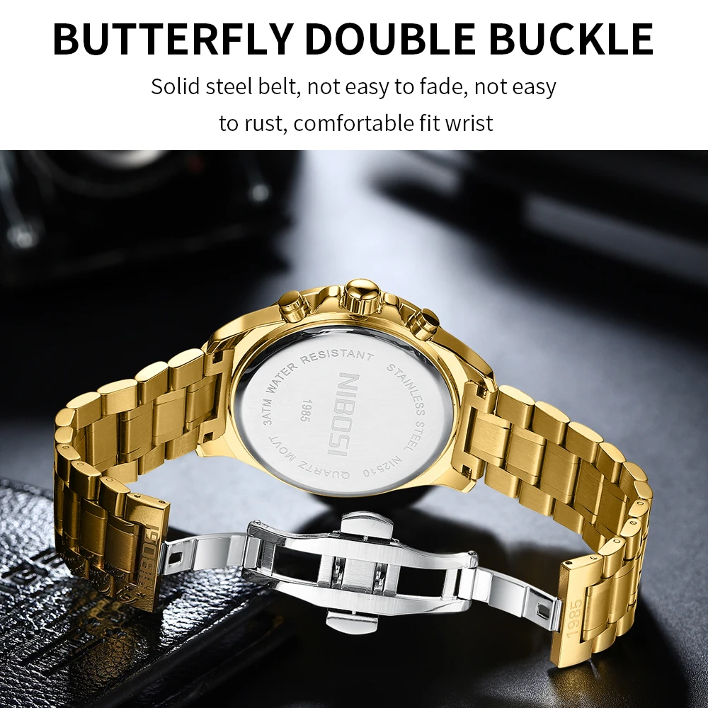 NIBOSI Sports orologi da uomo orologio da polso al quarzo in acciaio inossidabile di lusso calendario luminoso orologio da uomo Casual da lavoro Reloj Hombre