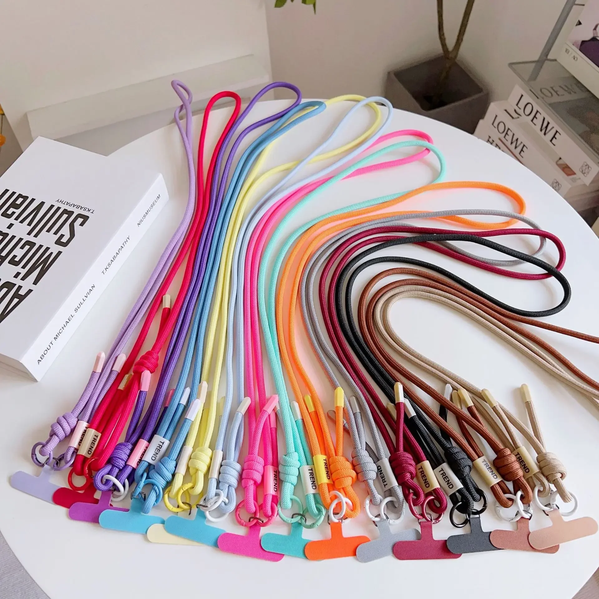 Lanière de téléphone réglable, sangle à bandoulière pour Sports de plein air, sangle de cou tissée Anti-perte Durable, sangle d'appareil photo couleur Style Dopamine