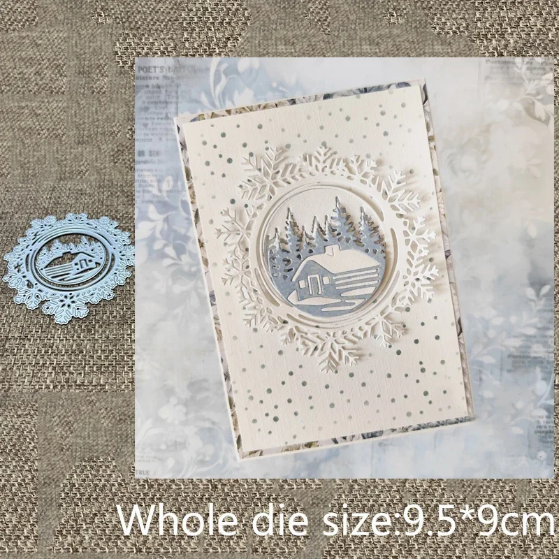 

Новый дизайн, металлическая вырубная форма-трафарет для скрапбукинга, вырубка в виде снежинки, деревеньки, для альбомов, бумажных открыток, тиснения