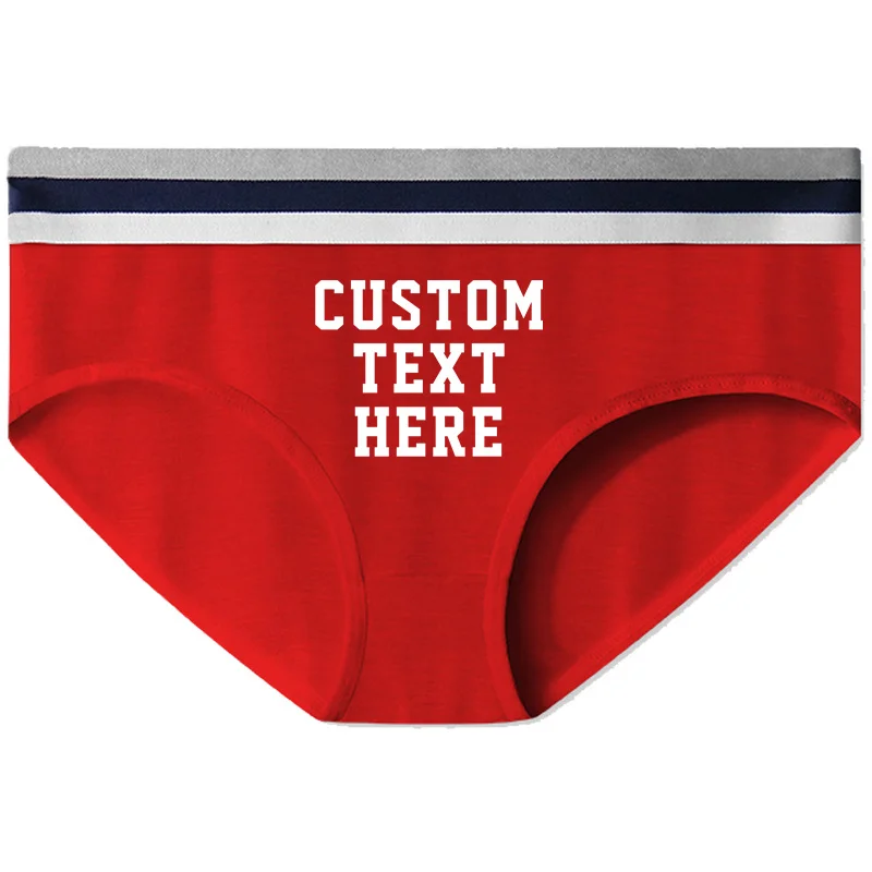 

Custom Text Logo Sexy Print Women's Underwear Cotton Seamless Triangle Sports Mid-waist Shorts Panties Simple and Breathable