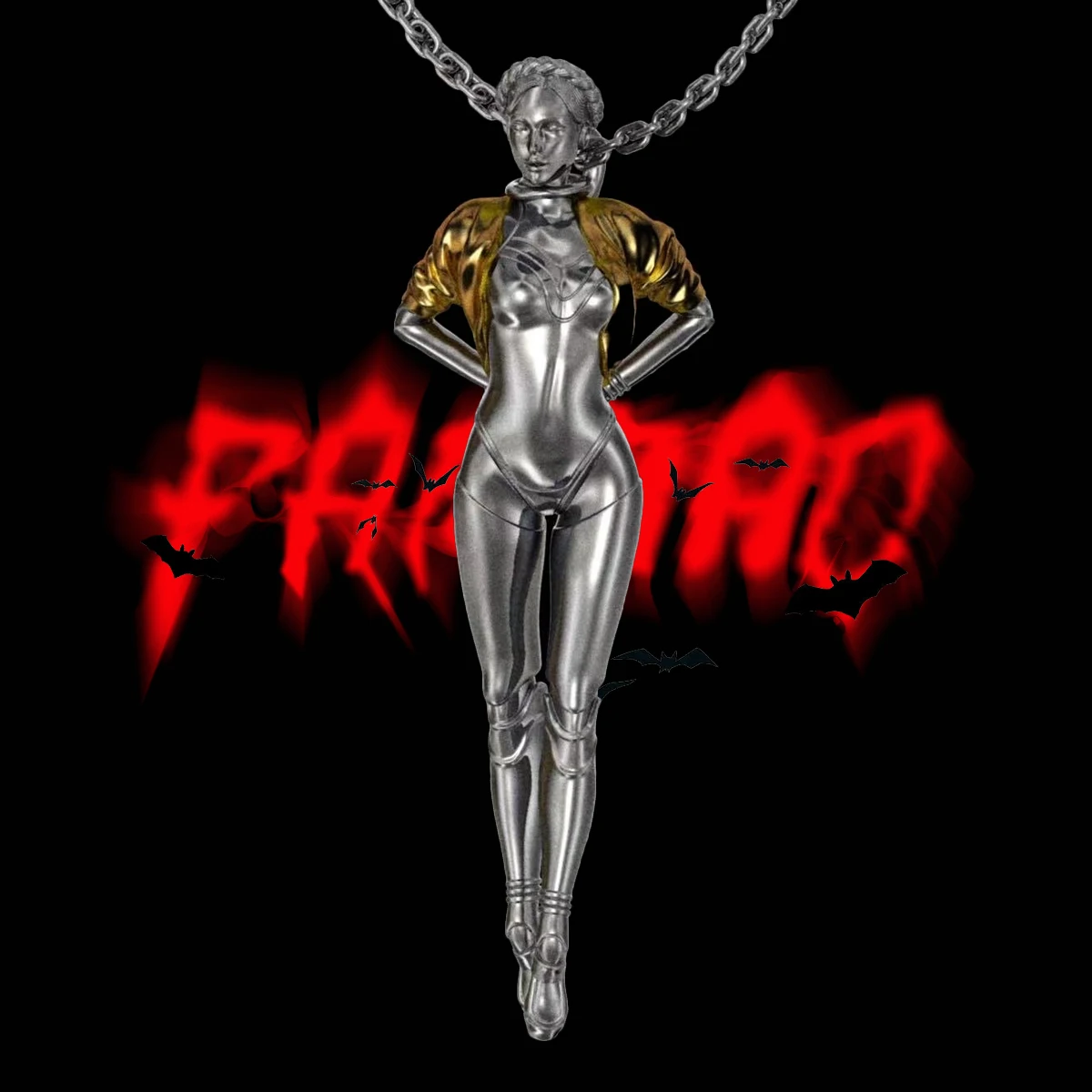 

Cyber AI Replicant Art Erotic Women Beauty Robot Desk Decor Miniature Figure Solid Silver Handmade Gamers Necklace