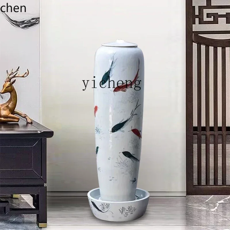 DSACeramic Flowing Water Fountain Ornament Living Room Decoration Water Feature Indoor Circulating Water Landscaping