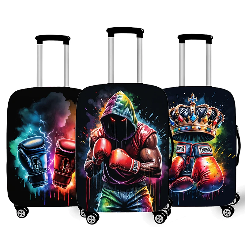 Cool Boxer Print Luggage Cover Boxing Gloves Women Men Travel Accessories Suitcase Cover Trolley Case Protective Cover