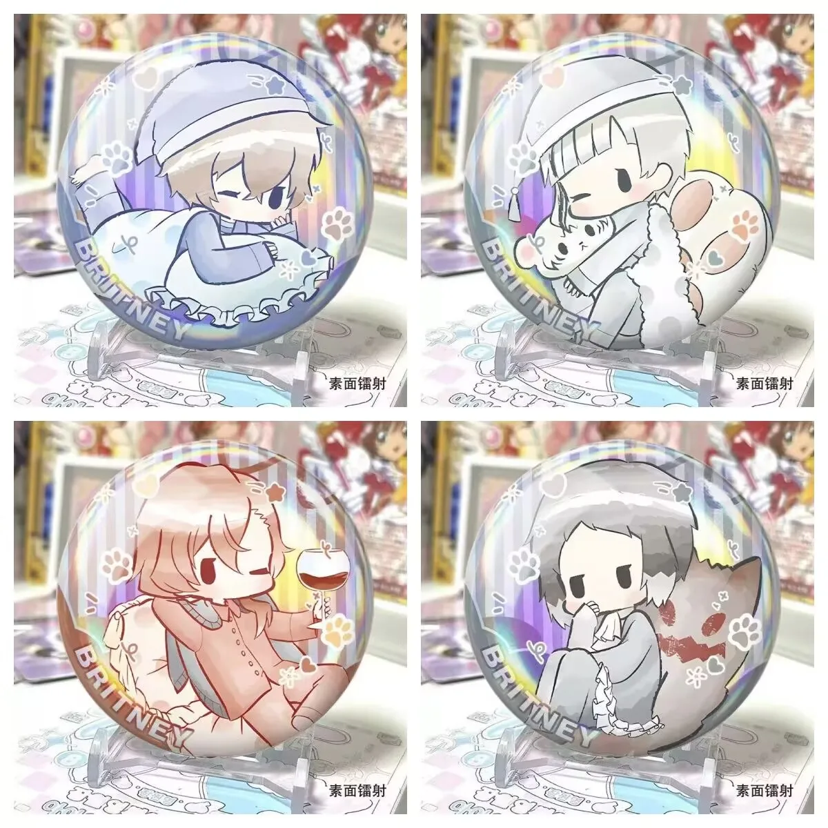 

Радужный лазерный бар «Dazai Osamu», пижамный товар «Bungo Stray Dog», значок проса, подарочный дисплей, брошь, значок