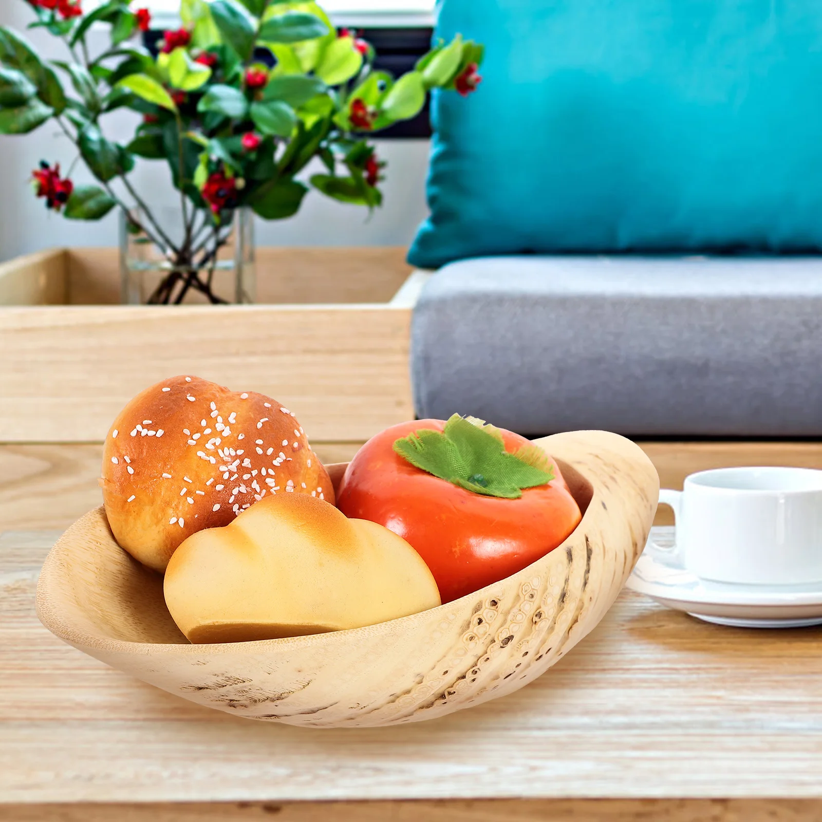 

Bamboo Root Tray Fruit Bowl Food Serving Reusable Dessert Plate Tableware Small Trays Snack Tray Kitchen Decor Bamboo Display