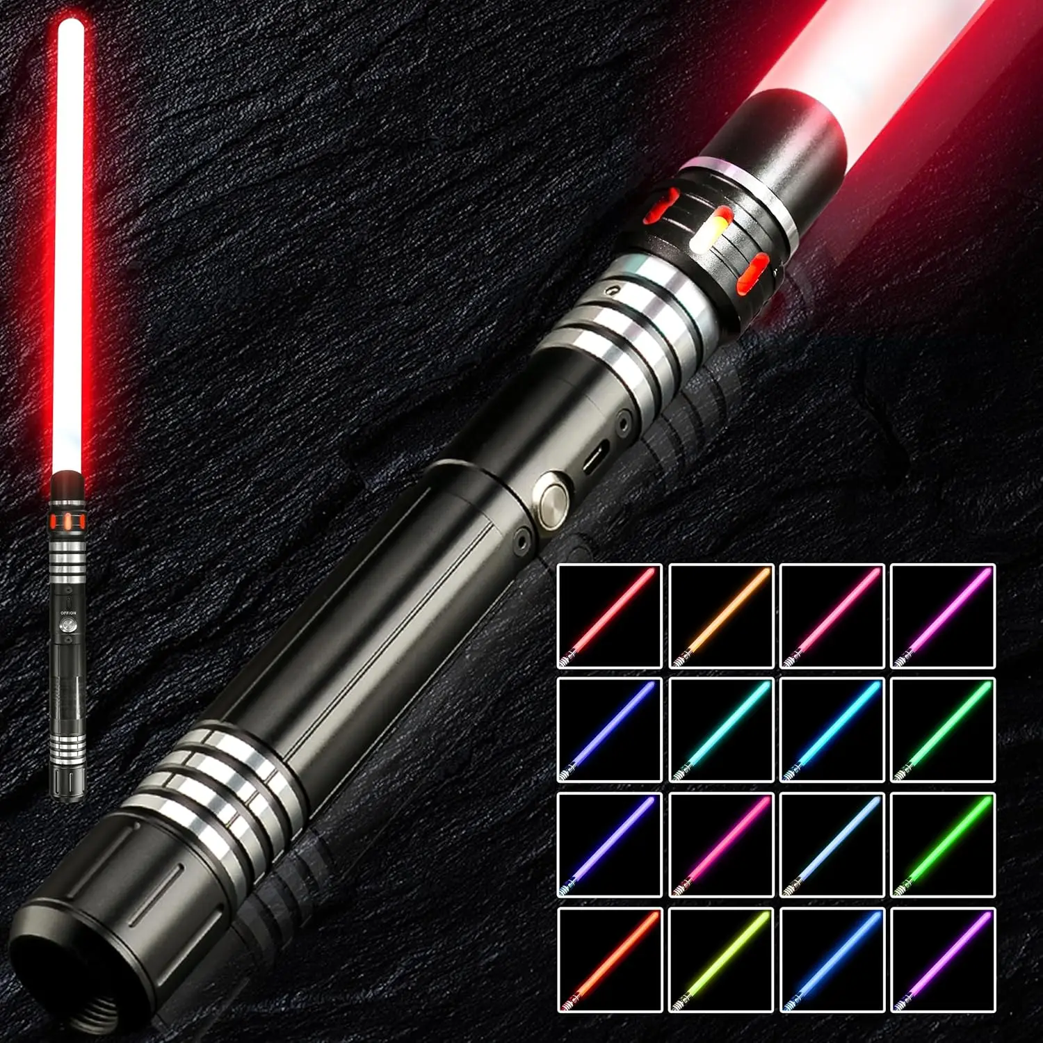 

Модернизированная версия Gravity Sensing RGB Light up Sabre, перезаряжаемый через USB световой меч, 16-цветный лазерный меч RGB с датчиком силы тяжести