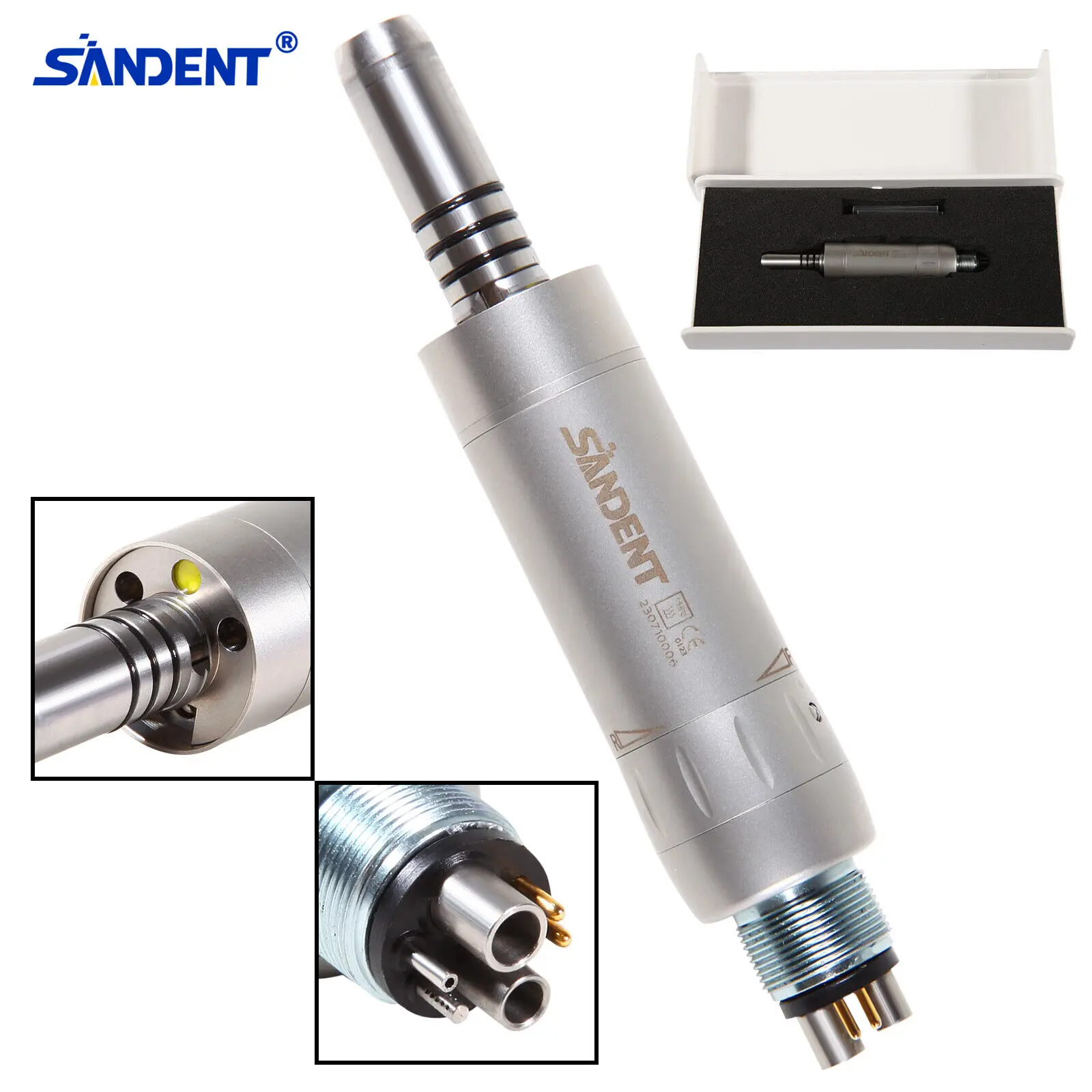 SANDENT-Motor de ar para Dental, baixa velocidade, fibra óptica, LED, água interna, 6 furos, 6 pinos, MX6