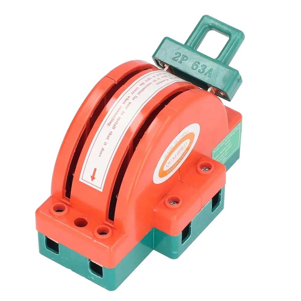2 Pole Disconnect Knife Switch 63A 2 Way Bidirectional Switch Dual Power Terminal Access Double Throw Switch
