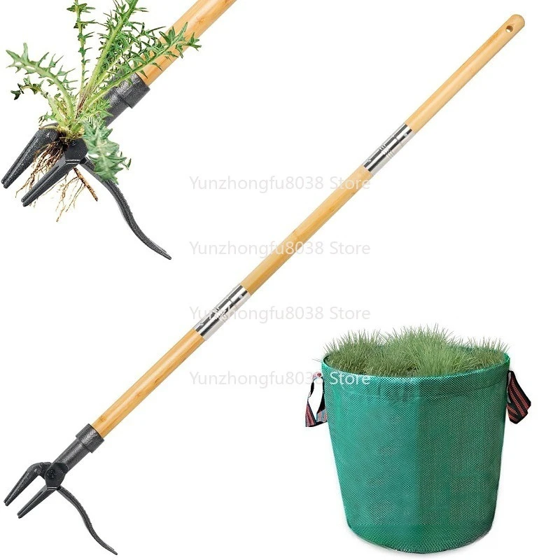 Easy Weeding Forestry Machinery 3 Section Rod Design Long Handle 4 Claw Steel Head Garden Hand Knife Tool