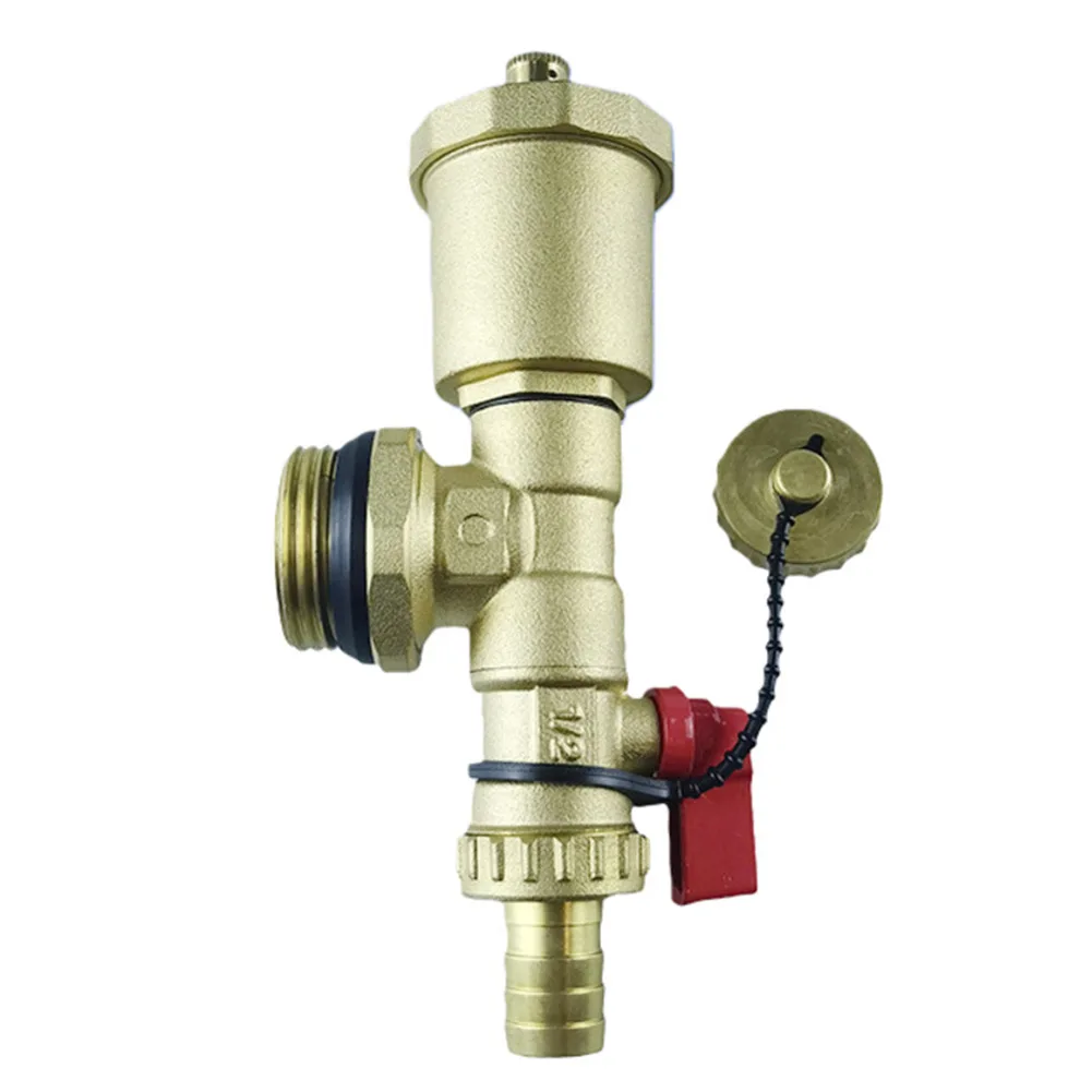 G1 Brass Heating Distributor with Drain Valve Air Vent Integrated for Convenient Maintenance of Heating Systems