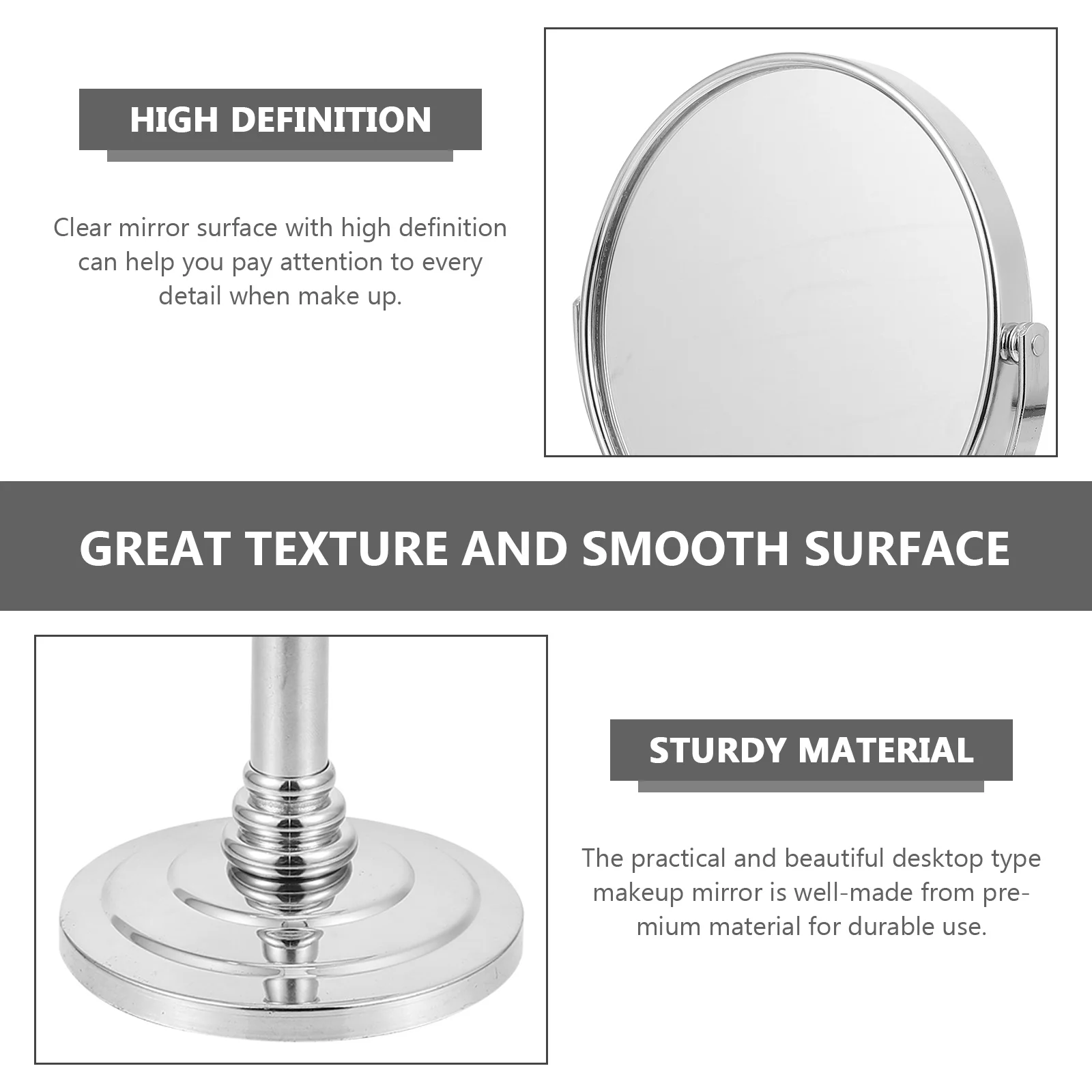 1 Stück vertikaler Schreibtischspiegel, feine Verarbeitung, glatte Oberfläche, dekorativer praktischer Schminkspiegel für den Haushaltstisch