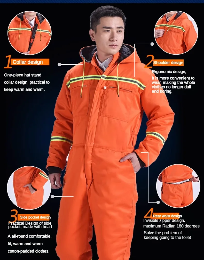 One-piece Work Suit Men\'s Cold-proof Clothing Dust-proof and Anti-fouling Winter Outdoor Fishing Cotton Clothing 방한복