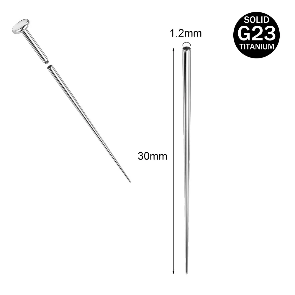Titanium Nose Piercing Taper Insertion Pin, 14G-18G