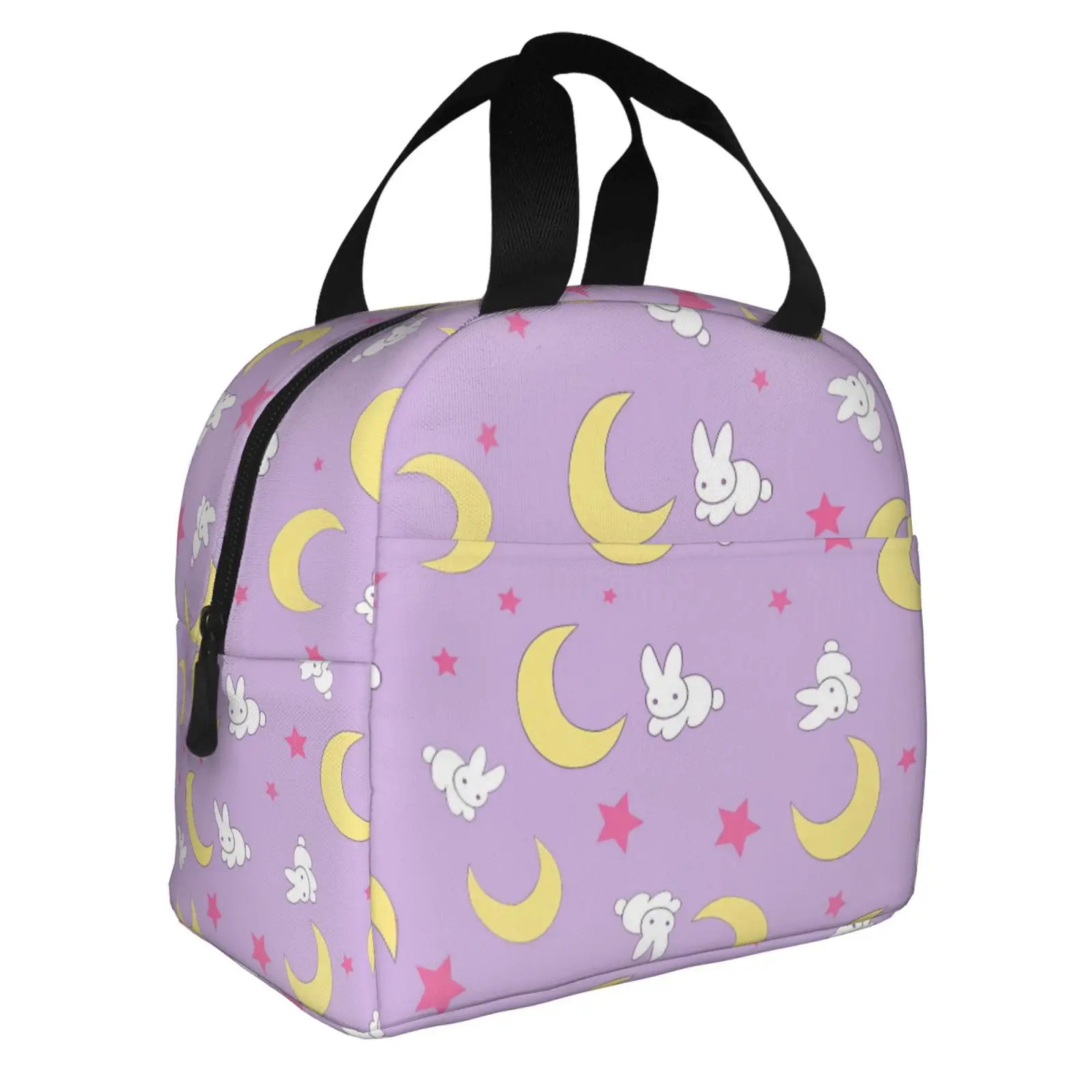 Rabbit of The Moon Pink Pattern Lunch Bag Insulated Bento Box Lunch Tote Leakproof Picnic Bags Thermal Bag for Woman Girl School