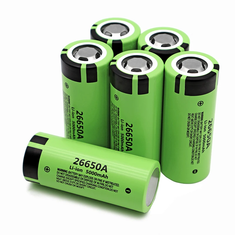 100% New Original high quality 26650 battery 5000mAh 3.7V 50A lithium ion rechargeable  for 26650A LED flashlight+charger