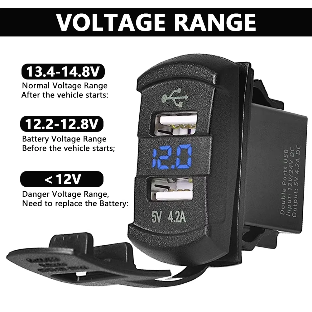 

5V 4.2A Universal LED Car Charger Dual USB Switch For Can-AM Maverick X3 for Polaris RZR 1000 800 900 xp Ranger for Boat UTV ATV