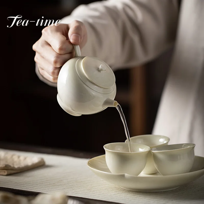 170ml Chinese Handmade Thin Body Teapot Retro Gradual Gray Pot Tea Maker Kettle with Ball Hole Tea Ceremony Accessories Gift