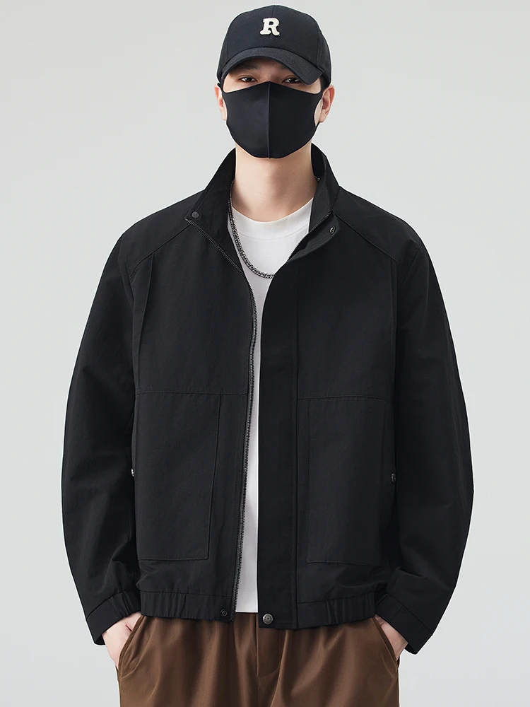 

Loose Fit Stand Collar Jacket for Men Spring 2026 Casual Style Workwear Outerwear Fashionable Open Cardigan Long Sleeve Jacket