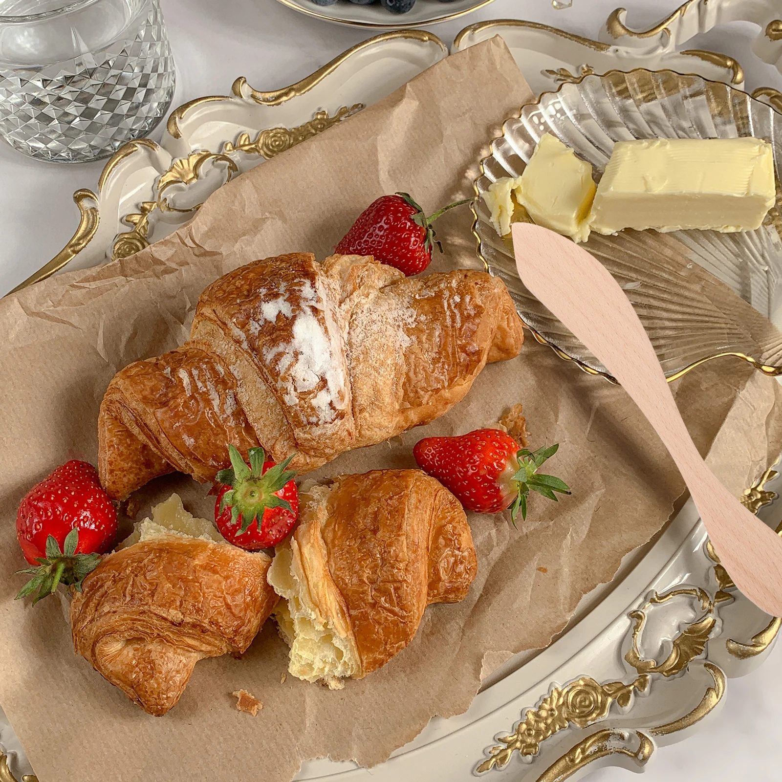 

2pcs Wooden Butter Knife Cream Spreader Jam Cheese Cutter Baking Cake Scraper Home Kitchen Supplies For Spreading Condiments