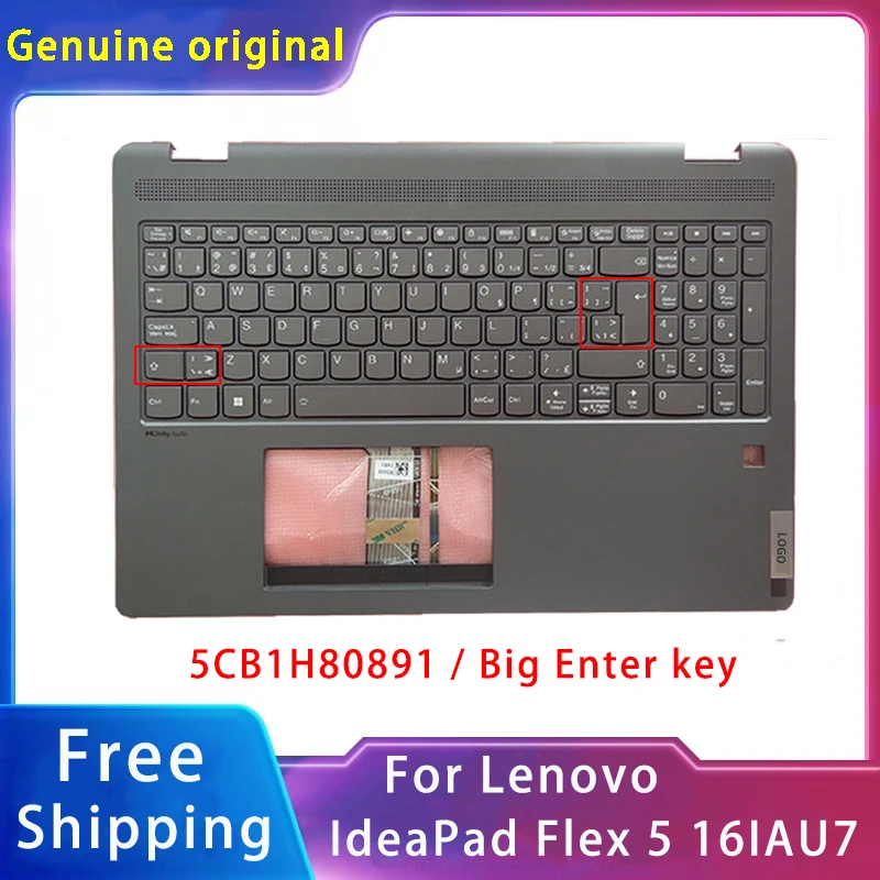 New For Lenovo IdeaPad Flex 5 16IAU7;Replacemen Laptop Accessories Palmrest/ Keyboard With LOGO