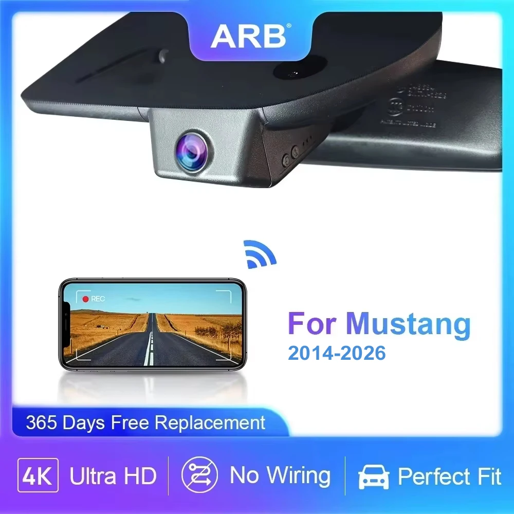 Für Ford Mustang 2014-2026 4K Auto-DVR, ARB OEM-Style Dashcam mit Weitwinkelobjektiv & Nachtsicht