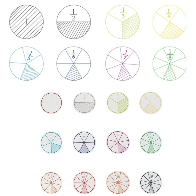 مجموعة أقراص الكسر التدريس من 12/16 فركات من المساعدات التعلم الرياضية