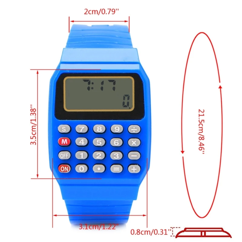 Reloj pulsera con calculadora electrónica multiusos con fecha silicona para niños a