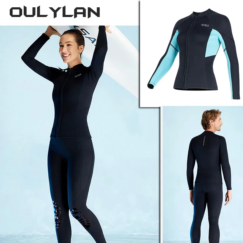 2024NEW 1.5MM Diving Jacket Women Men Neoprene Wetsuit Long Sleeve Snorkeling Coat Surfing Jacket Fishing Thermal Swimwear