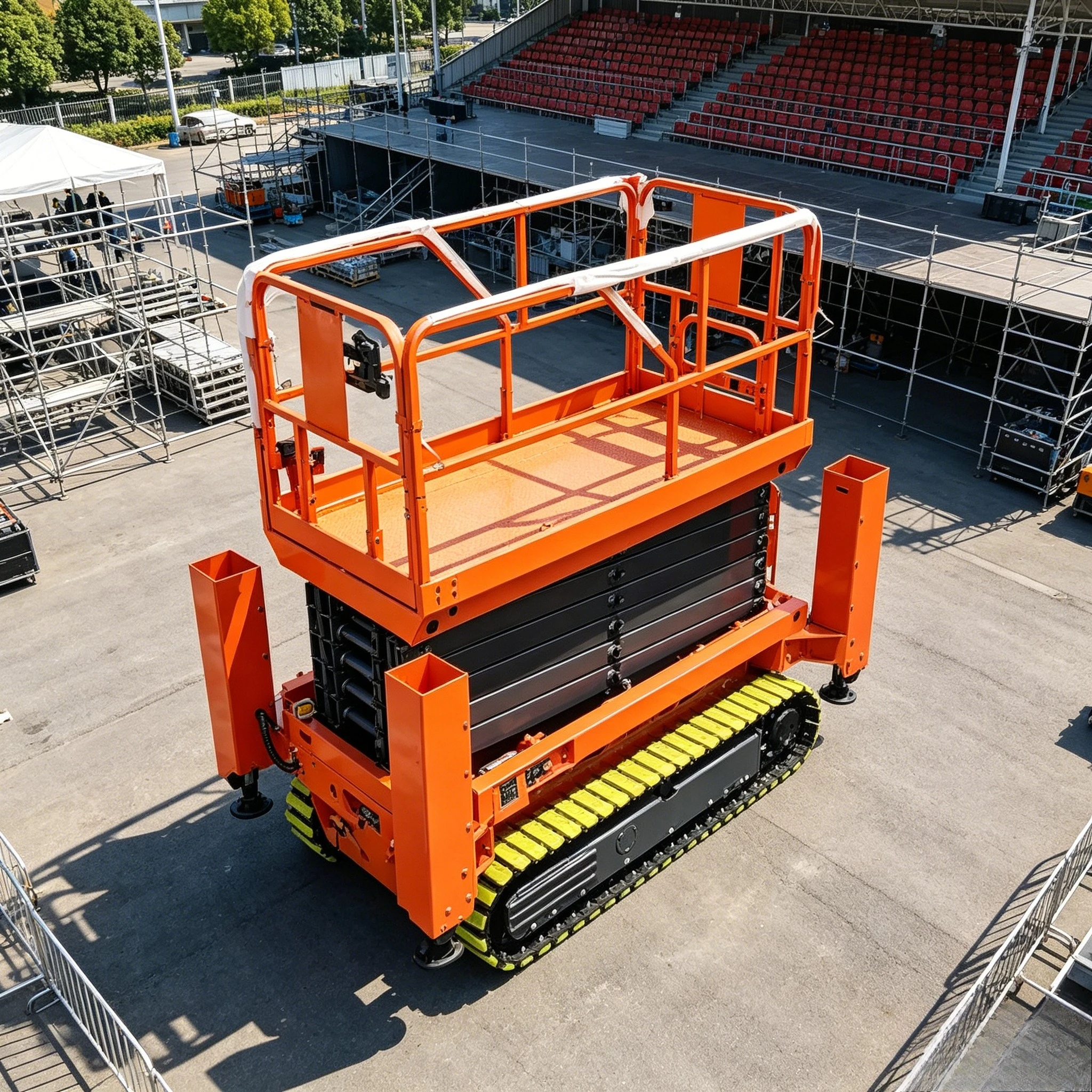 YG Factory Price 12 M Electric Crawler Scissor Lift Tracked Aerial Work Platform for Rough Terrain Aerial Lift Work Customized