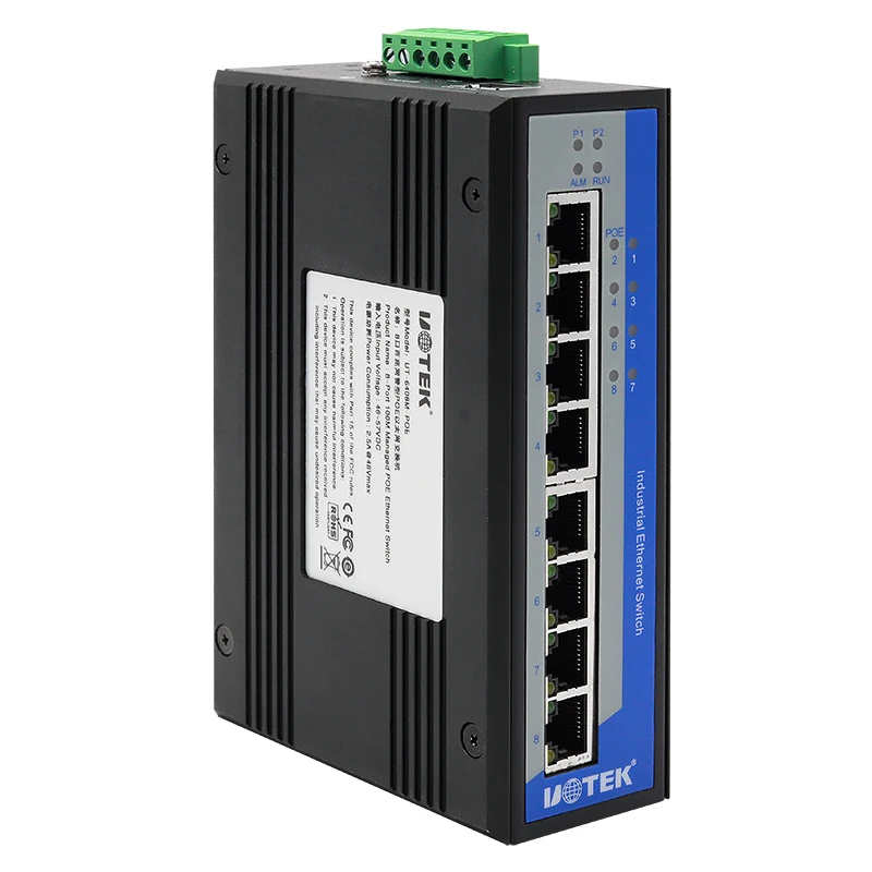 

UOTEK, 8 портов, 100 м, управляемый Ethernet-коммутатор POE, поддержка веб-консоли CLI, высококачественный коммутатор Enthernrt на DIN-рейке UT-6408M-POE