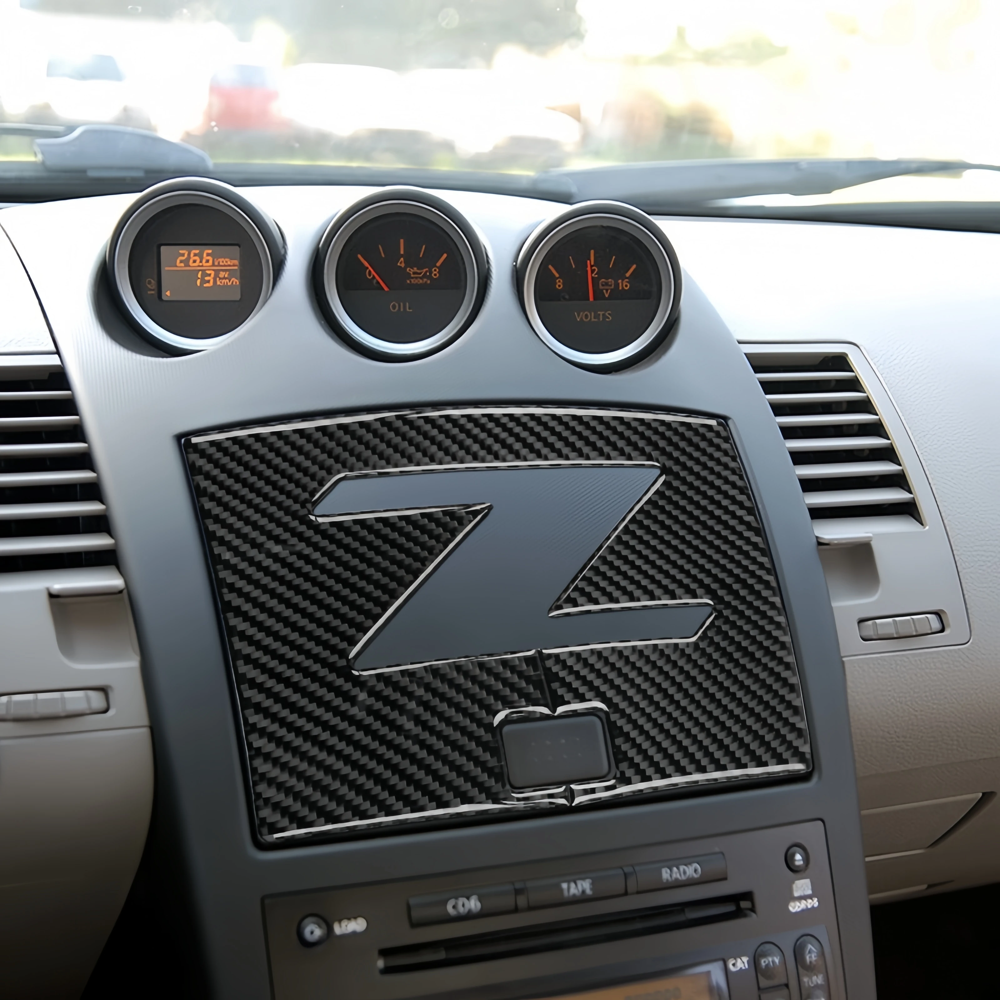 For Nissan 350Z 2003-2009 Carbon Fiber Car Central Control Navigation Screen Panel Decorative Cover Trim Sticker Accessories
