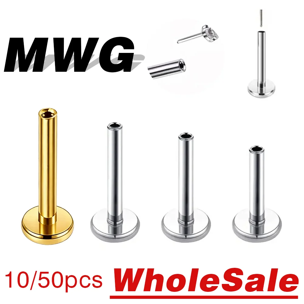 5/10/50PCS G23 Titanium Laberet Earring Jewelry Piercing Posts Threadless Stud Push Pin 16/18/20G Nose Lip Ear Cartilage Tragus