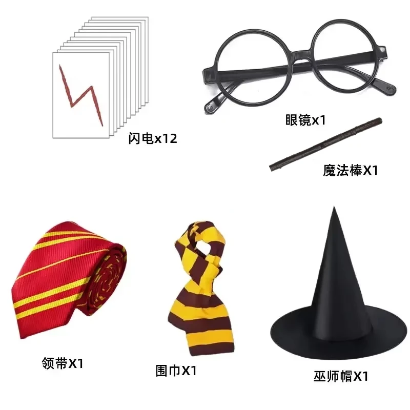 Nueva oferta, conjunto de regalo para fiesta y Halloween con bufanda, gafas, varita mágica, sombrero de mago, disfraz, bata, capa y accesorios mágicos para actuación