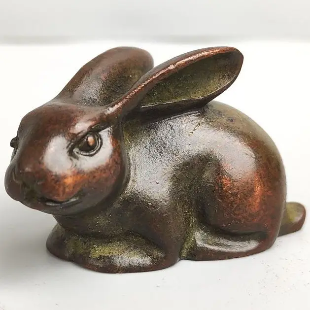 

Bronze zodiac rabbit ornaments, Chinese style home rabbit jewelry, purple copper old paste handicrafts, vintage ornaments