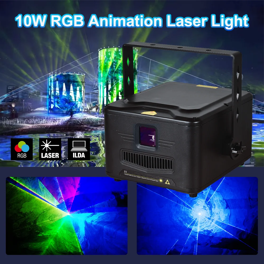 

НОВЫЙ ILDA 10W Полноцветный RGB Анимационный луч 30Kpps Сканирующая сцена Лазерный свет TTL Проектор DJ Диско-бар Клуб Вечеринка Рождественский эффект