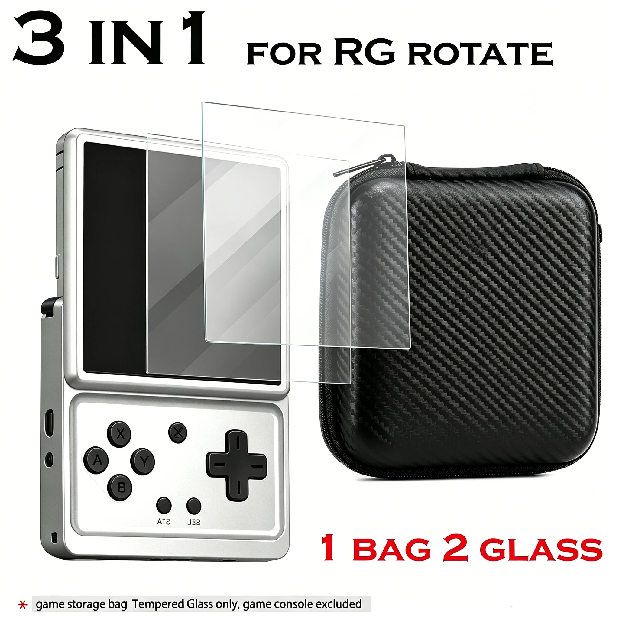 3 IN1 for RG ROTATE Tempered Glass Screen Game Storage Bag Zipper Carry Bag Eva Hard Handbag Game Accessories