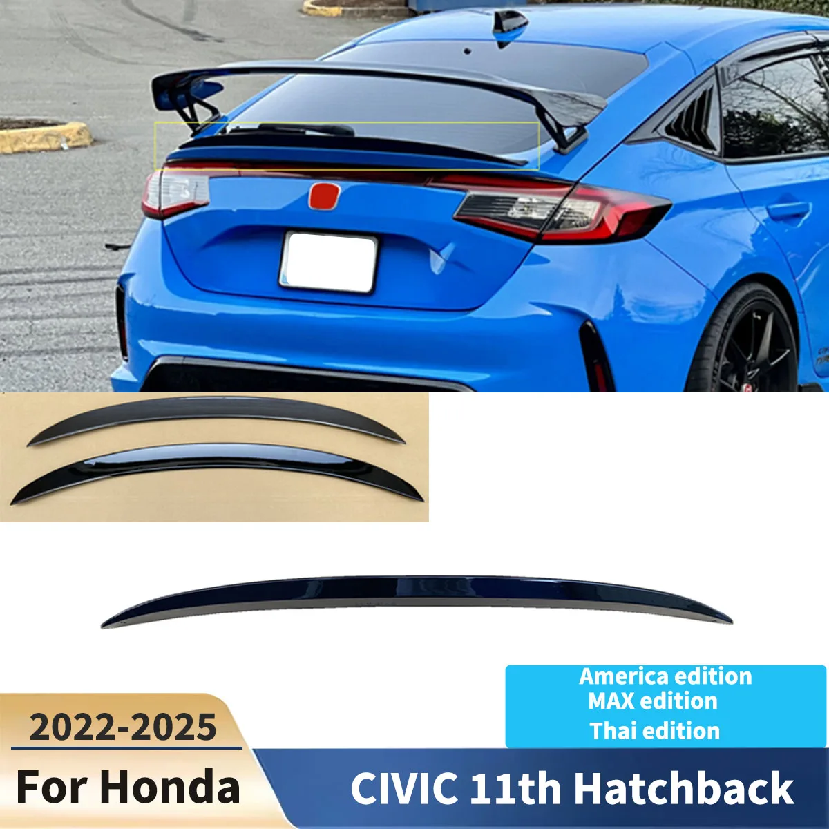 

Для Honda CIVIC 11th Hatchback 2022-2025 задний спойлер багажника, крыло, губа, задние крылья, диффузор, сплиттер, комплект кузова, тюнинг хвостового плавника