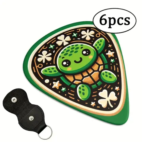 6 Pcs 오리지널 사운드 기타 추천, 양면 인쇄 우쿨렐레 기타 손가락 파편, 키 체인 홀스터, 음악 애호가를위한 선물