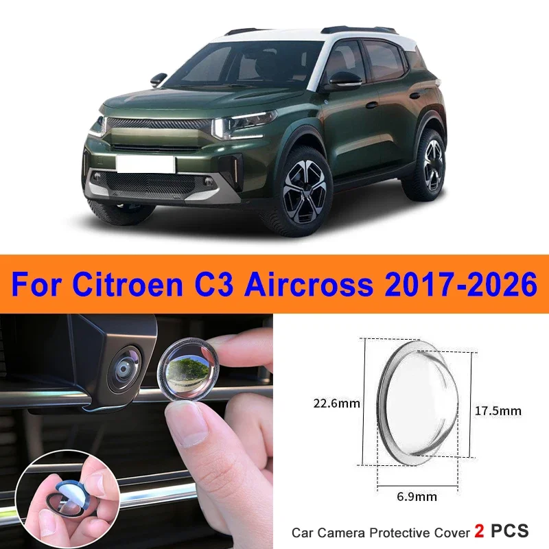 

360 Reverse Image Car Camera Cover Anti-Scratch PC Lens Protector Stickers For Citroen C3 Aircross 2017-2026 2Pcs