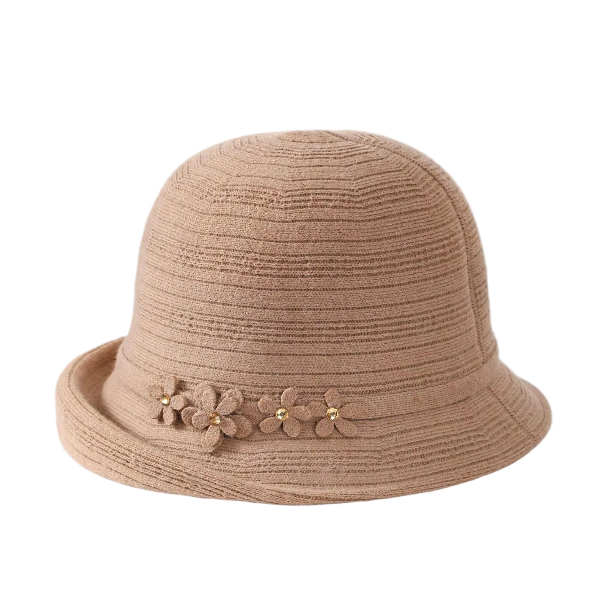 أمي محبوك قبعة الخريف والشتاء أنيق ودافئ قبعة بحافة ركاب نمط جديد اليابانية قبعة بحافة للنساء #3